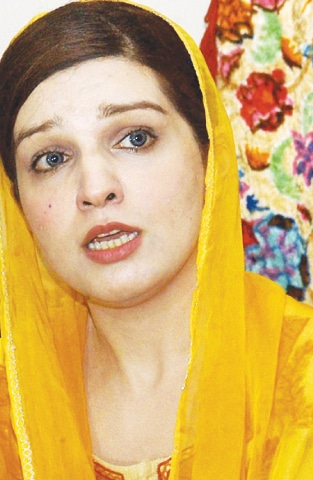 Mashaal Malik addressing a press conference on Saturday.—Online