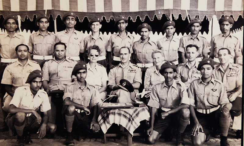 Air Commodore Wladyslaw Turowicz (Second from right), Mrs Zofia Turowicz (Third from left) with other officers and cadets (1954, Chaklala)