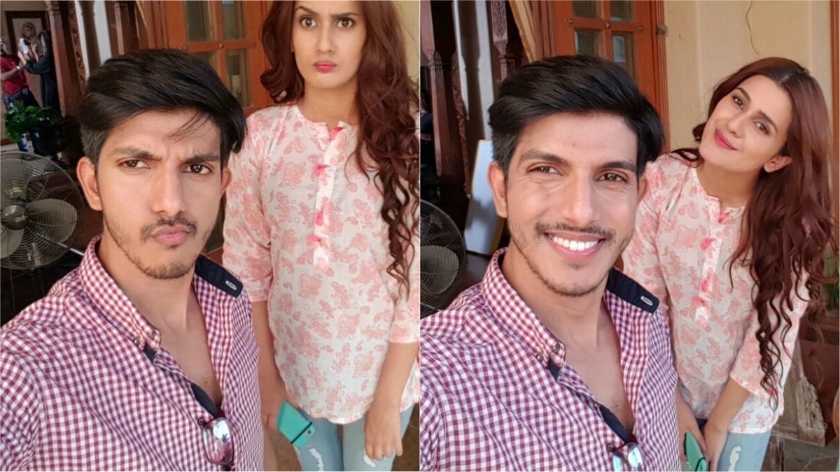 Where there are old pals, there are selfies! Mohsin with Kubra on the set of Muqabbil