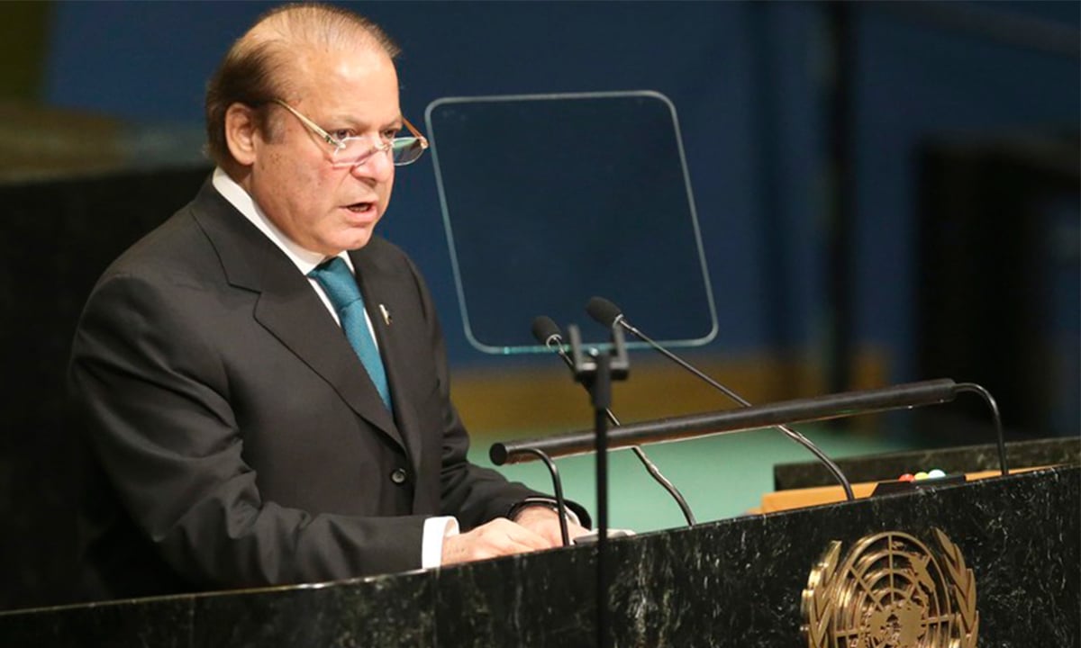 Nawaz Sharif speaks during the 71st session of the UNGA, where he demanded for an investigation into atrocities committed by Indian forces in Indian-held Kashmir | AP