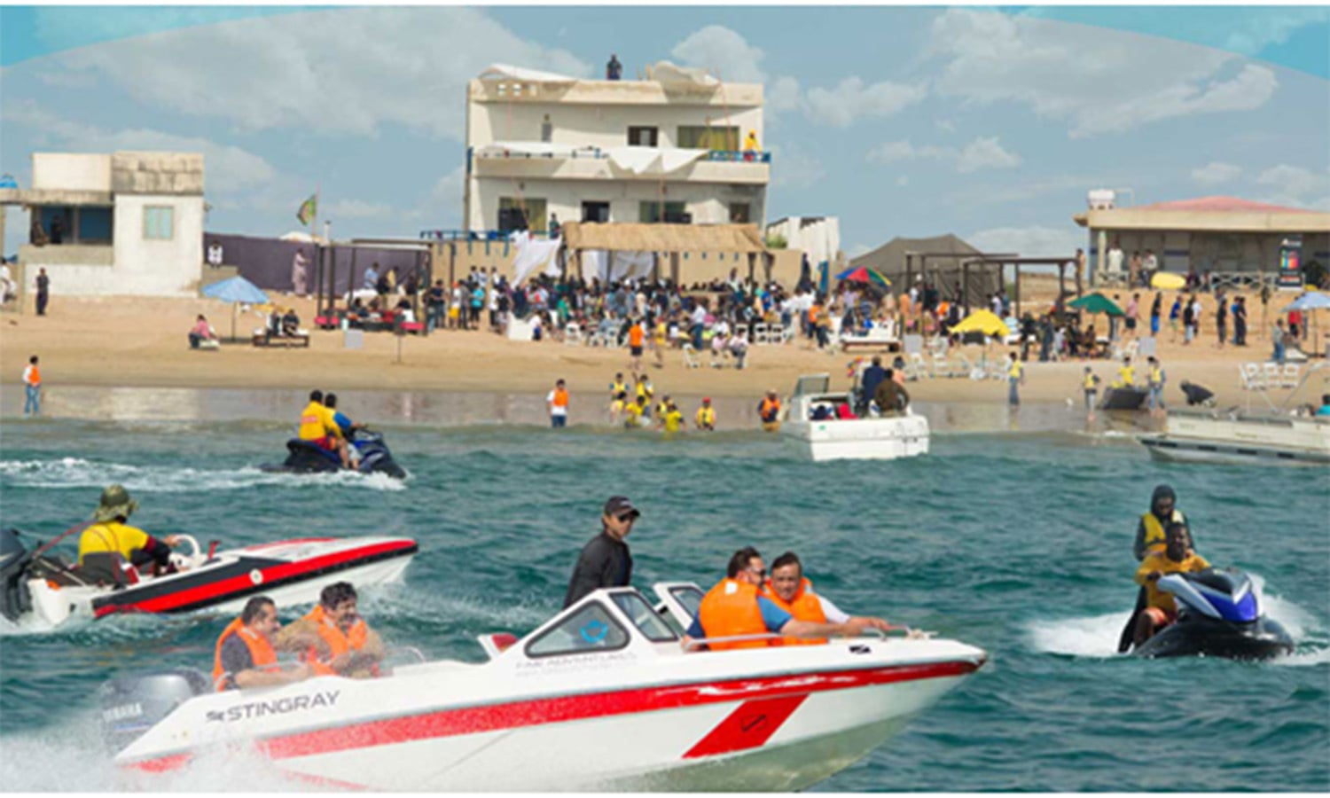 A watersports event at the popular Hawksbay Beach. It is one of Karachi’s most popular resorts, even though it has begun to be encroached upon by a rapidly growing housing scheme in the area.