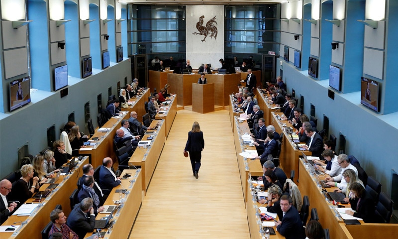Namur: View of the Walloon regional parliament during a debate on Friday on the Comprehensive Economic and Trade Agreement (CETA), a planned EU-Canada free trade agreement.—Reuters Namur: View of the Walloon regional parliament during a debate on Friday on the Comprehensive Economic and Trade Agreement (CETA), a planned EU-Canada free trade agreement.—Reuters
