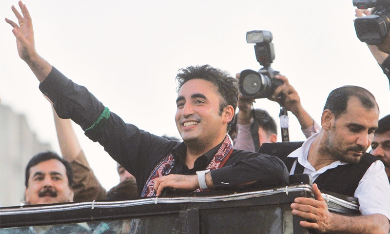 BILAWAL Bhutto-Zardari leads the rally.—AP