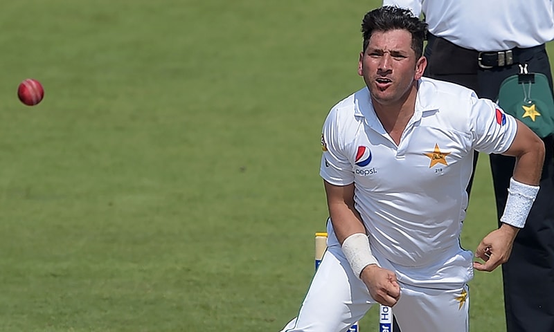 Spinner Yasir Shah delivers the ball on the second day of the third and final Test between Pakistan and West Indies at the Sharjah Cricket Stadium. — AFP Spinner Yasir Shah delivers the ball on the second day of the third and final Test between Pakistan and West Indies at the Sharjah Cricket Stadium. — AFP