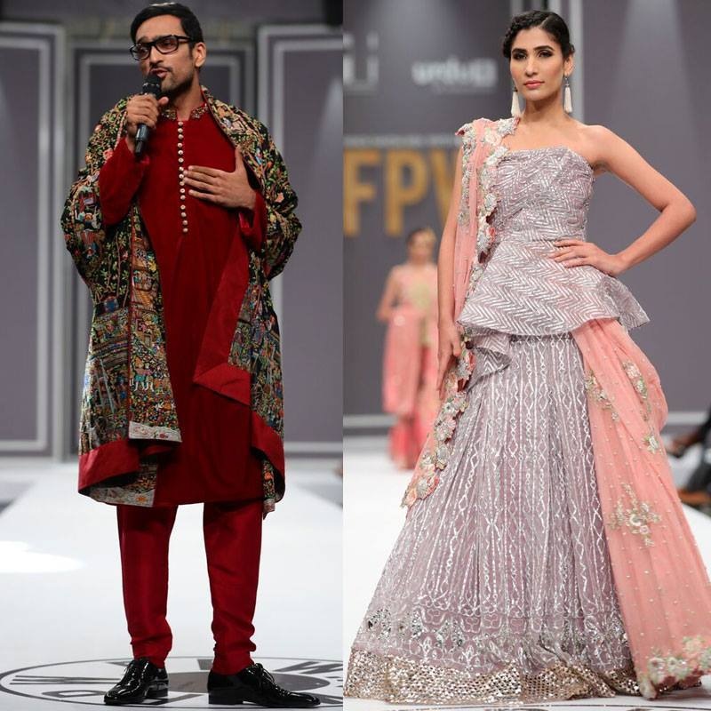 Ali Sethi (left) may have stolen the limelight from the models in Nida Azwer's showcase