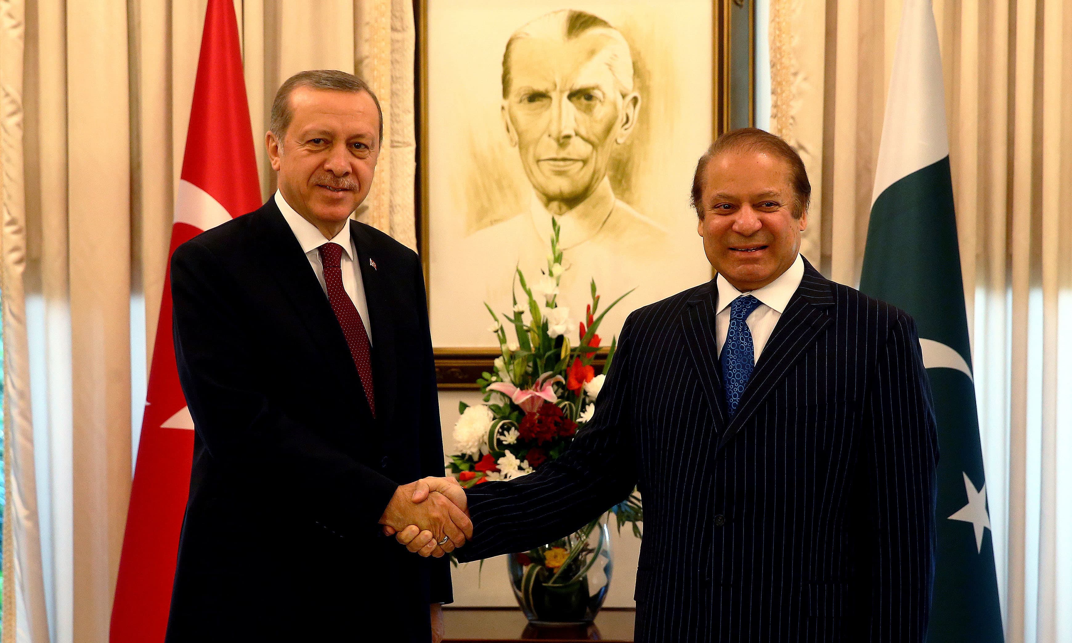 Turkish President Tayyip Erdogan meets PM Nawaz Sharif. ─Reuters