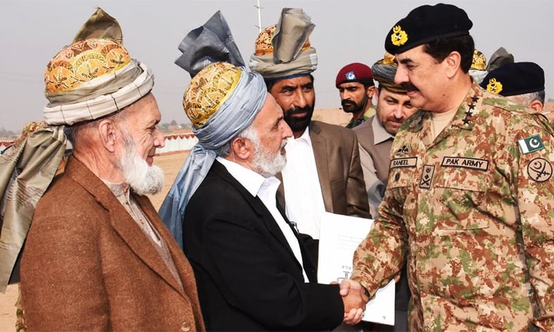 COAS Gen Raheel shakes hands with tribal elders. ─ Photo courtesy ISPR.