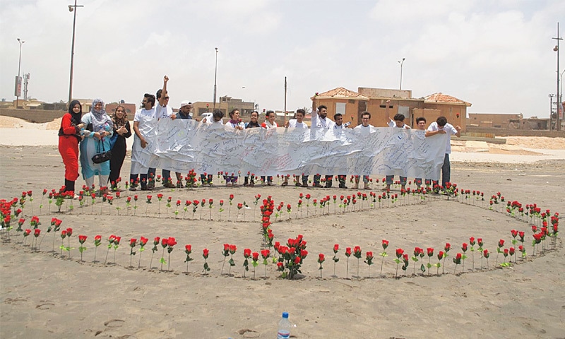 A tribute to Hazara martyrs organised in Karachi in 2015 by a multicultural youth group
