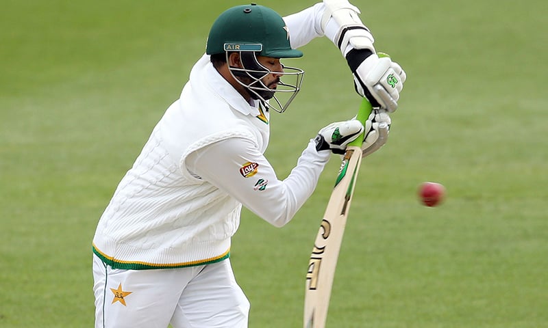 Azhar Ali hits the ball during day five of the second Test. ─AFP