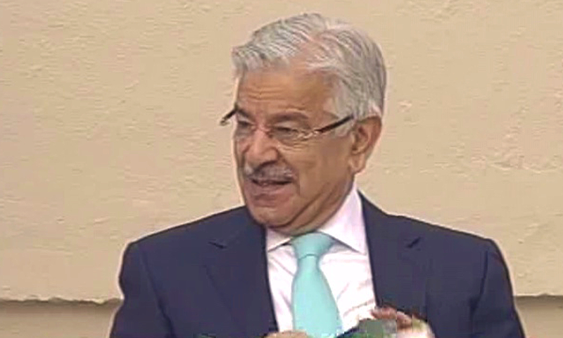 Khawaja Asif at the ceremony. —DawnNews