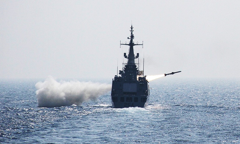 Surface to Surface Anti-ship Missile was launched from Sword Class frigate PNS Aslat. &mdash;Navy PR