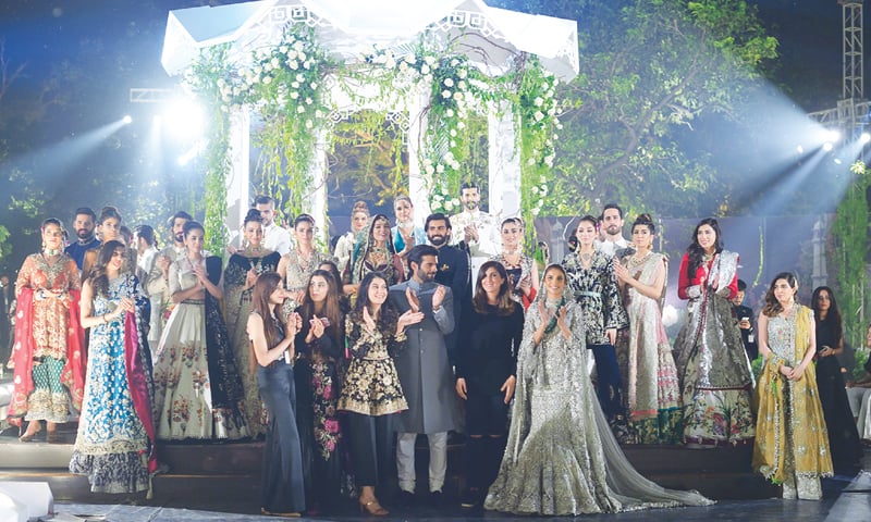 Khadijah Shah (C) of Elan pulled out all stops with a grandiose solo bridal show in 2016