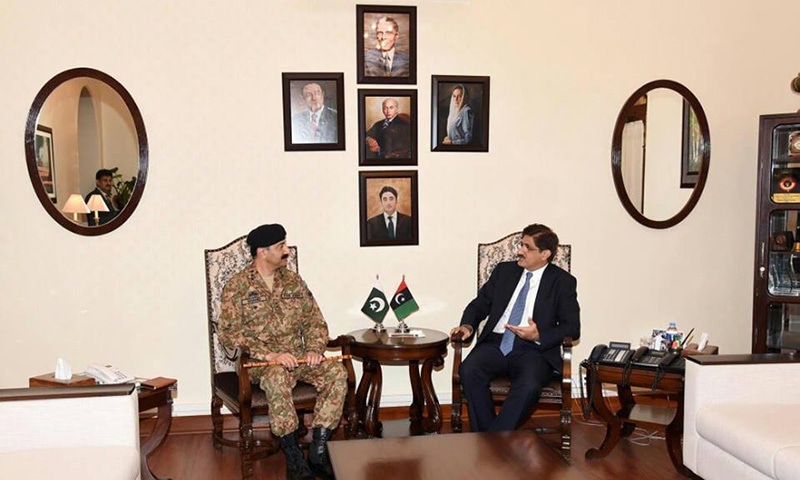 CM Murad met Corps Commander Karachi Lt Gen Shahid Baig — DawnNews