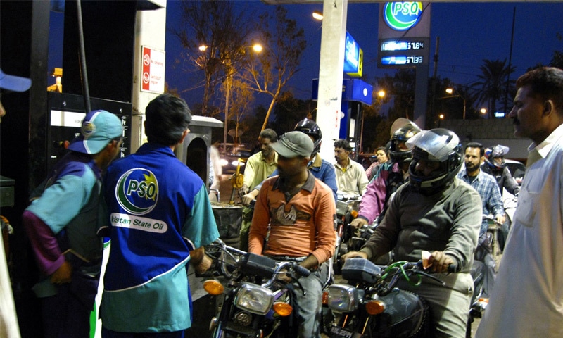 Motorcyclists queue up at a petrol station in this file photo.—White Star Motorcyclists queue up at a petrol station in this file photo.—White Star