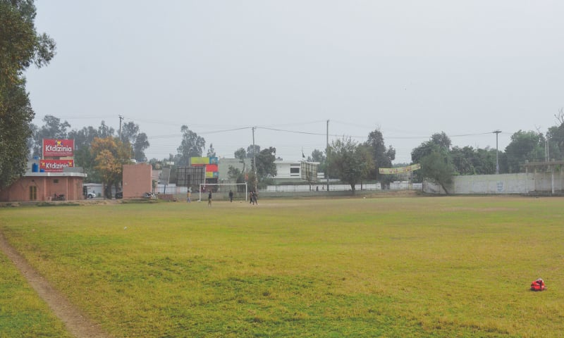 A FEW youngsters indulge in football at the Church Stadium.