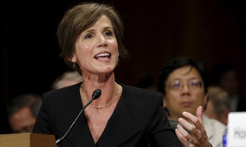 US President Donald Trump fired top federal government lawyer Sally Yates after she took the extraordinarily rare step and refused to defend new travel restrictions targeting seven Muslim-majority nations. ─Reuters