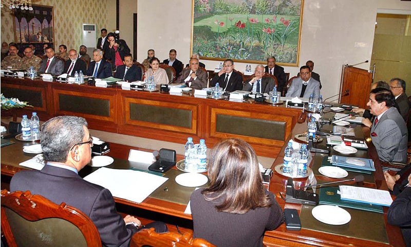 ISLAMABAD: Adviser to the PM on National Security retired Lt Gen Nasser Khan Janjua presides over a meeting which reviewed progress of the National Action Plan on Thursday.—APP ISLAMABAD: Adviser to the PM on National Security retired Lt Gen Nasser Khan Janjua presides over a meeting which reviewed progress of the National Action Plan on Thursday.—APP