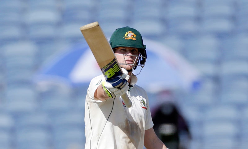 آسٹریلیا کے کپتان اسمتھ دوسری اننگز میں نصف سنچری بنا کر ناقابل شکست ہیں&mdash;فوٹو: اے پی