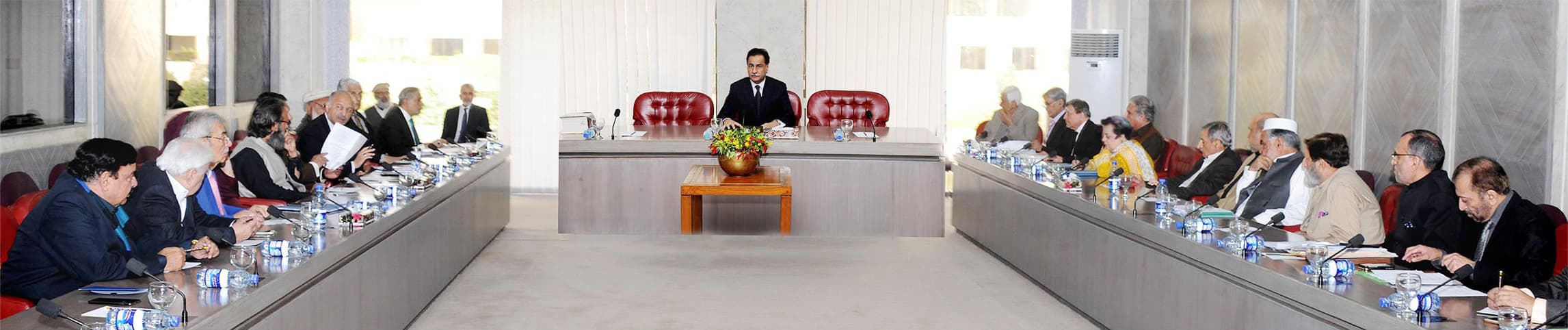 ISLAMABAD: National Assembly Speaker Sardar Ayaz Sadiq chairs a meeting of parliamentary leaders in the National Assembly and Senate at the Parliament House on Thursday.