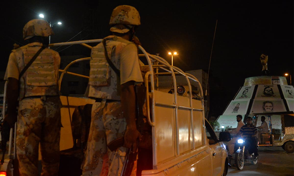 Rangers arrive at Mukka Chowk to conduct a raid at Nine Zero on July 17, 2015 | Faysal Mujeeb, White Star