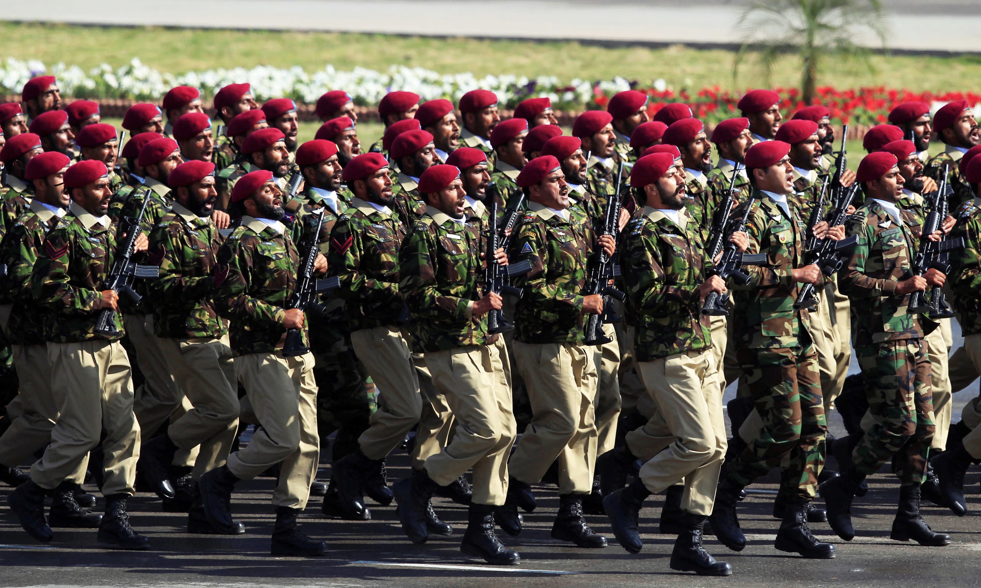 Special Services Group commandos march during Pakistan Day parade in Islamabad. —Reuters