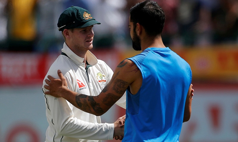 India's Virat Kohli shakes hands with Australia's captain Steven Smith after India won the series. ─Reuters India's Virat Kohli shakes hands with Australia's captain Steven Smith after India won the series. ─Reuters
