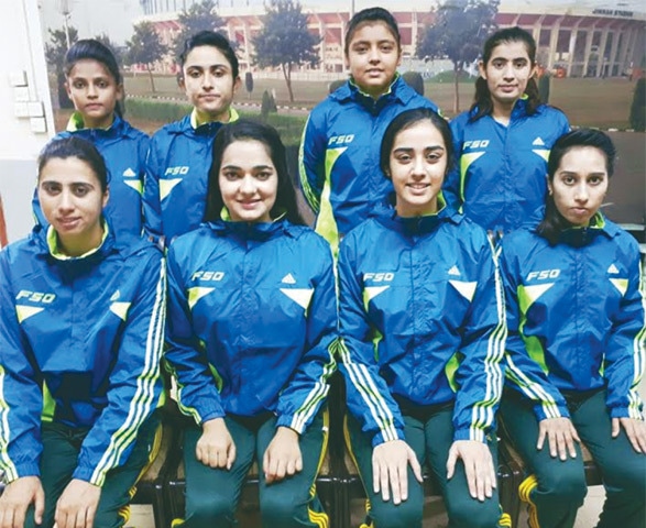 KARACHI: Members of Pakistan’s junior girls netball team pose for a group photo here on Thursday prior to their departure for Jeonju, Korea to participate in the 10th Asian Youth Girls Netball.