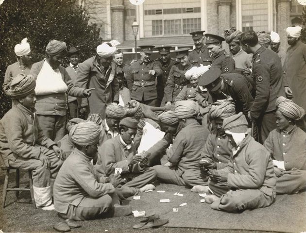 Indian soldiers, who made up almost a third of the British Expeditionary Force during World War I, recuperate at a military hospital in Brighton, UK | The British Library