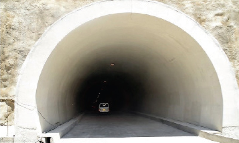 A view of the tunnel, which is part of the road project. &mdash; Dawn