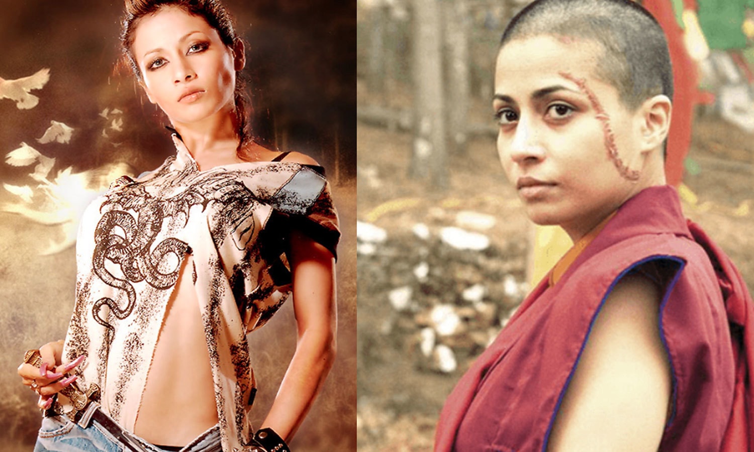 انترا مالی نے ’اینڈ ونس اگین‘ فلم کے لیے نہ صرف بالوں کی قربانی دی، بلکہ چہرے پر ایک مصنوعی داغ بھی بنوایا