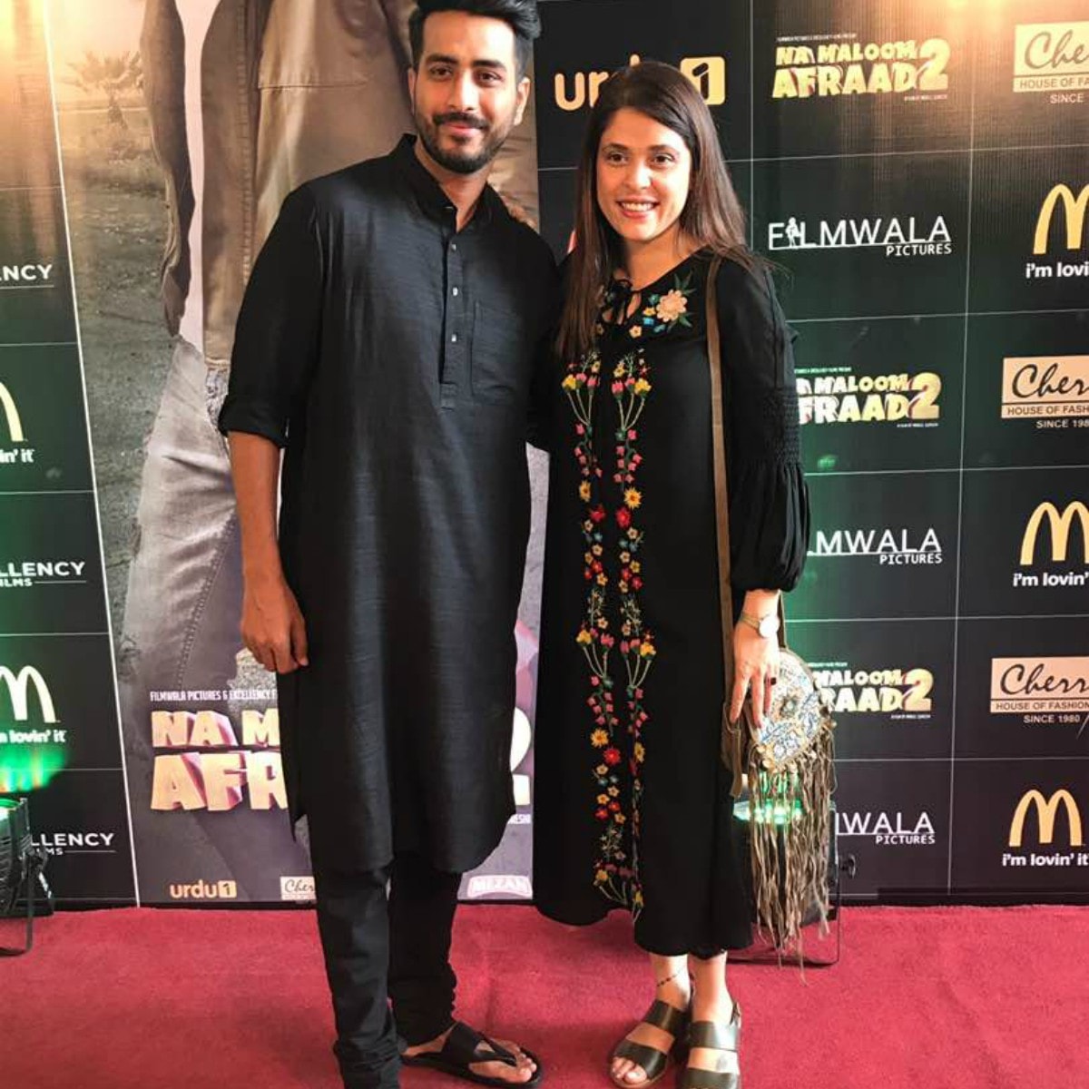 Director Nabeel Qureshi and producer Fizza Ali Meerza at the Na Maloom Afraad trailer launch in Karachi