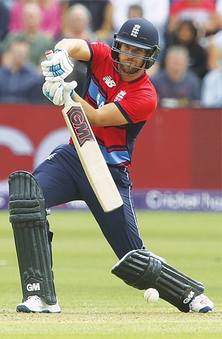 CARDIFF: England batsman Dawid Malan drives during his knock of 78 in the third T20 International against South Africa at Sophia Gardens on Sunday.&mdash;AFP
