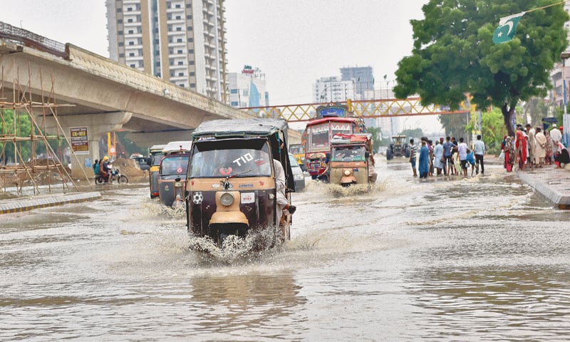 THIS portion of Shahrah-i-Sher Shah Suri, North Nazimabad&rsquo;s main thoroughfare, resembles a canal on Thursday. The situation was no different in other parts of the metropolis, with roads and streets flooded due to the non-functional drainage system of this city of millions.&mdash;Fahim Siddiqi/White Star