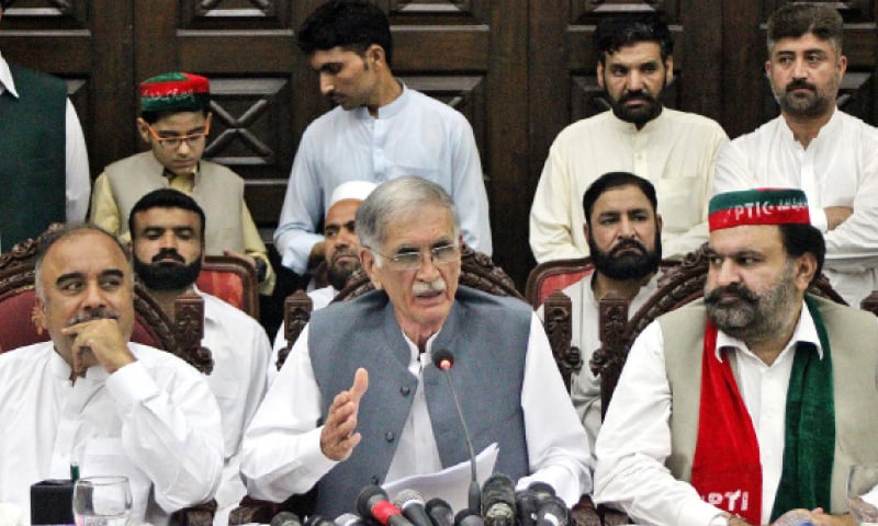 CM Khattak addresses ceremony at the Chief Minister's House.