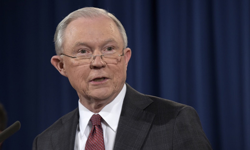Attorney General Jeff Sessions speaks at the Justice Department in Washington, Thursday, March 2, 2017.—AP Attorney General Jeff Sessions speaks at the Justice Department in Washington, Thursday, March 2, 2017.—AP