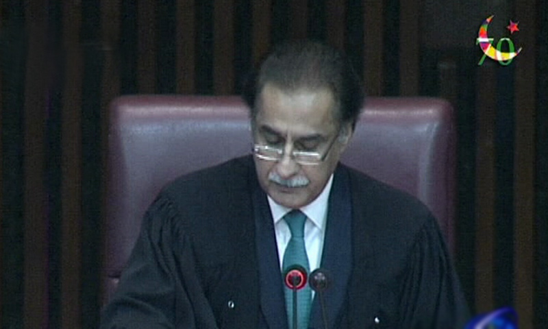 Ayaz Sadiq supervises NA session.