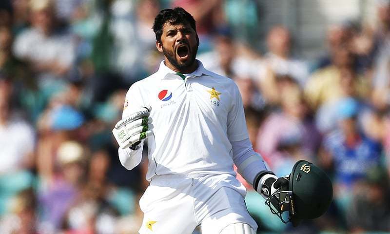 Azhar Ali celebrates hitting the winning runs to win a match. &mdash; Reuters/File