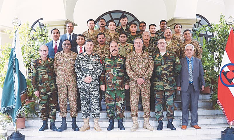 A DELEGATION of the Afghan National Army, led by Lt Gen Muhammad Zaman Waziri, along with the Pakistani military team, led by Corps Commander Lt Gen Nazir Ahmed Butt, at the Peshawar corps headquarters on Friday.—APP A DELEGATION of the Afghan National Army, led by Lt Gen Muhammad Zaman Waziri, along with the Pakistani military team, led by Corps Commander Lt Gen Nazir Ahmed Butt, at the Peshawar corps headquarters on Friday.—APP
