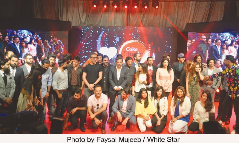 Coke studio team poses for a group photo. / Photos by Faysal Mujeeb / White Star Coke studio team poses for a group photo. / Photos by Faysal Mujeeb / White Star