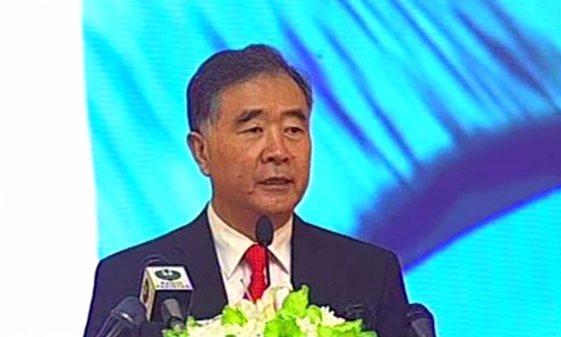 Chinese Vice Premier Wang Yang speaks.— DawnNews