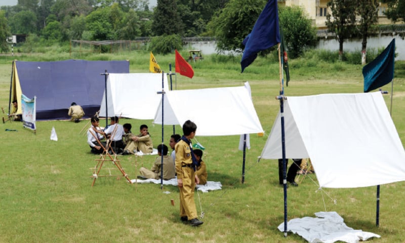Boy scouts in camps set up at the ICB G-6. Boy scouts in camps set up at the ICB G-6.