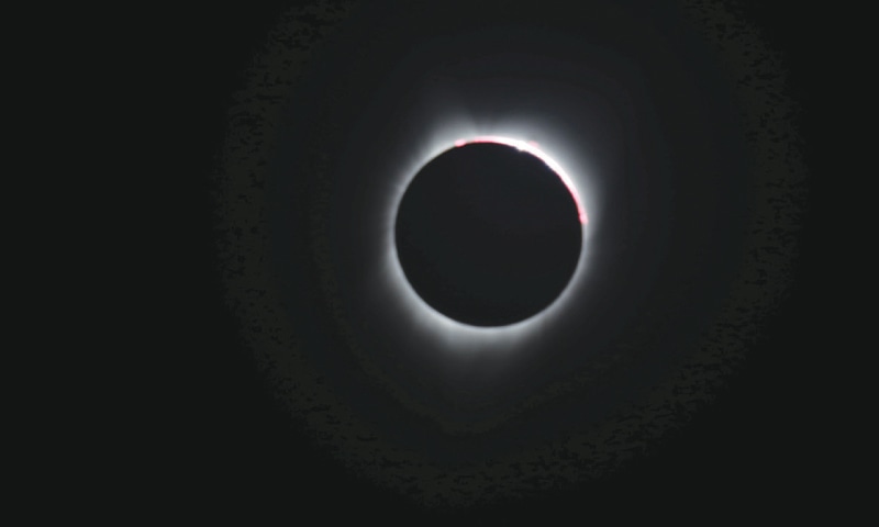 The moon blots out the sun in a solar eclipse viewed from Depoe Bay in the United Stated on Monday.&mdash;Reuters
