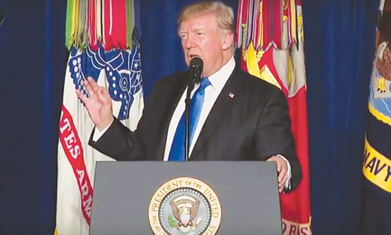 US President Donald Trump announcing his new strategy for Afghanistan. US President Donald Trump announcing his new strategy for Afghanistan.