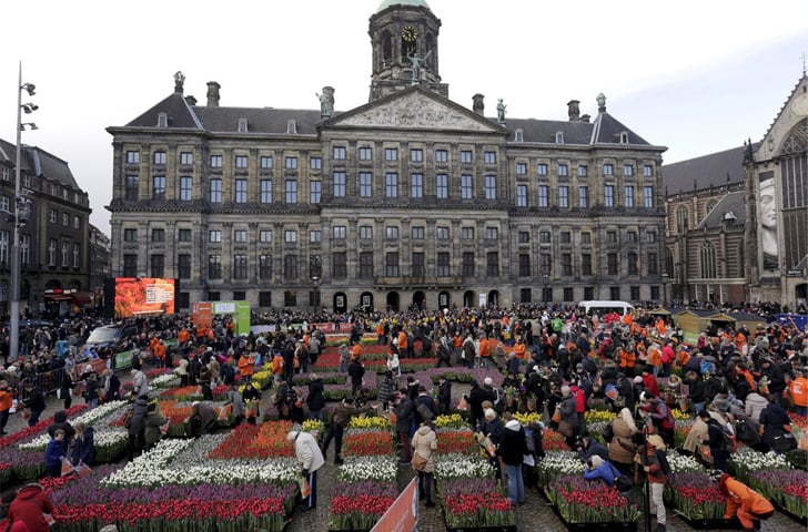 AMSTERDAM: The Royal Palace at the Dam Square, the beginning of the tulip season in Amsterdam, the Netherlands.&mdash;Reuters