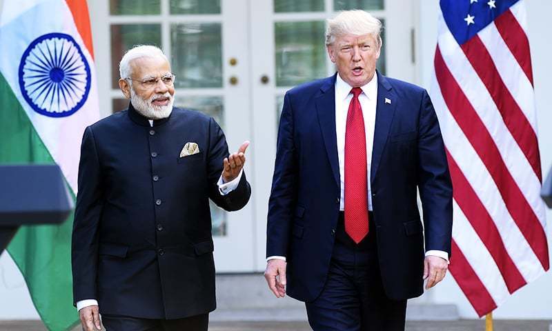 President Donald Trump and Indian Prime Minister Narendra Modi, step into the Rose Garden to make joint statements at the White House earlier this year.─AP/File