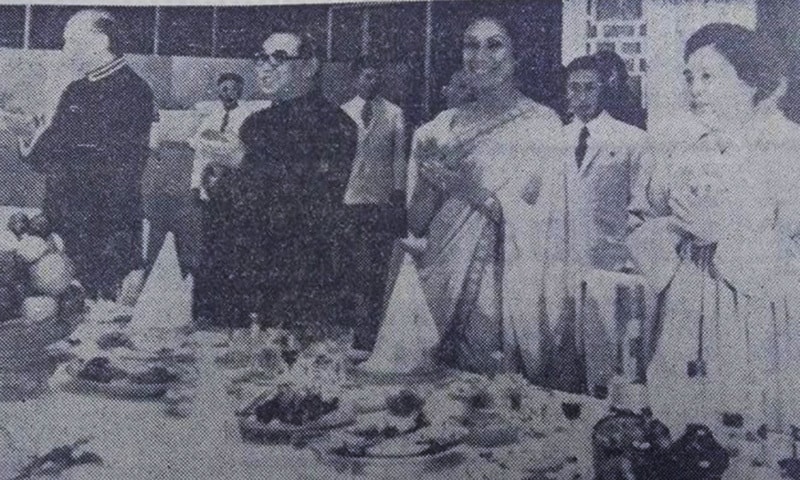 Zulfiqar Ali Bhutto, then N Korean President Kim Sung and Begum Nusrat Bhutto during a visit to North Korean in 1976. —Dawn