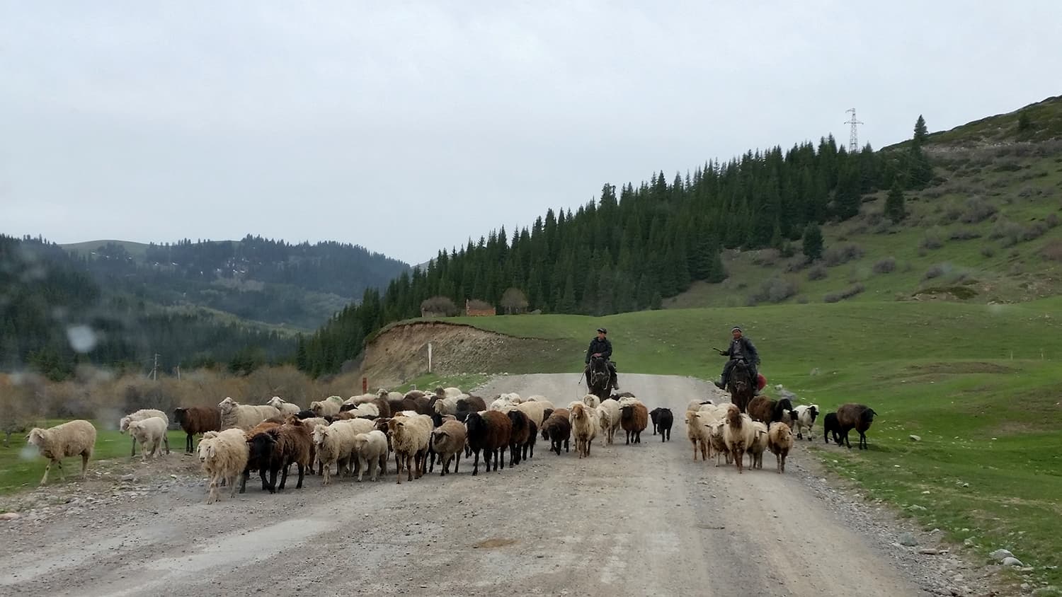 On the road in Kyrgyzstan.