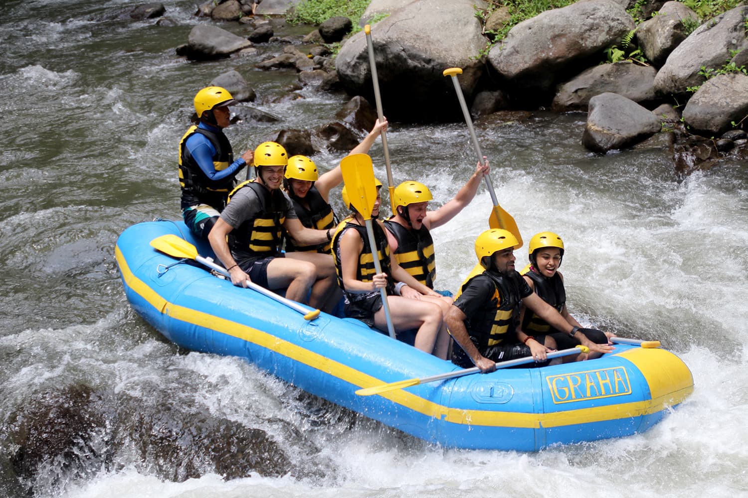 River rafting on Mount Ayung, Indonesia.