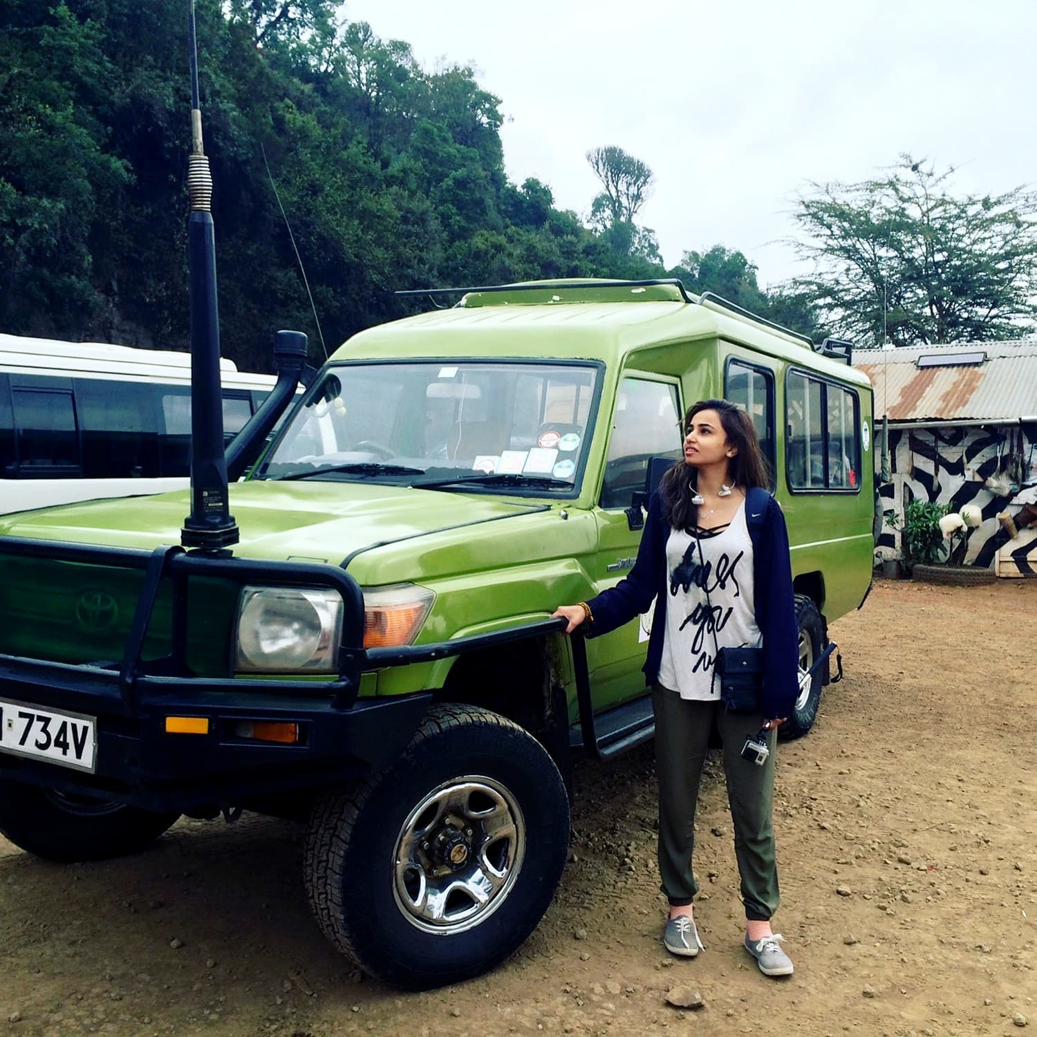 Before embarking on a safari at Great Rift Valley viewpoint, Kenya.