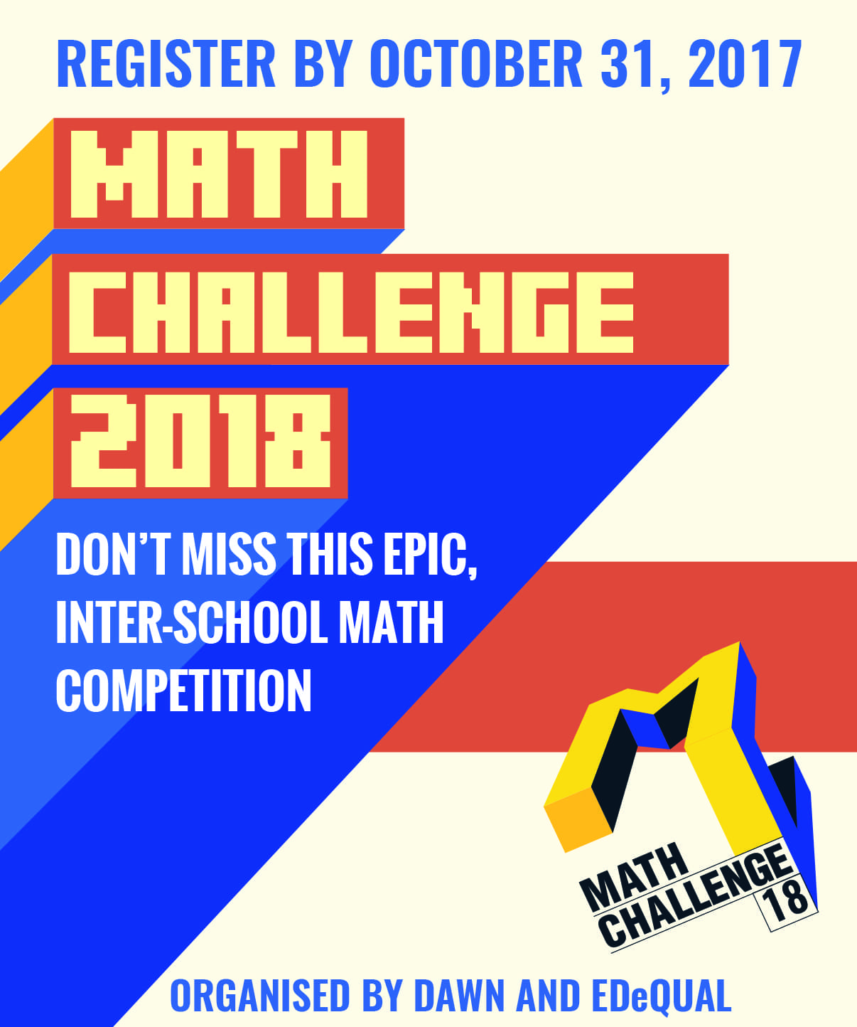 The inter-school competition invites students from grades 7 to 10 to demonstrate their math and analytical skills.